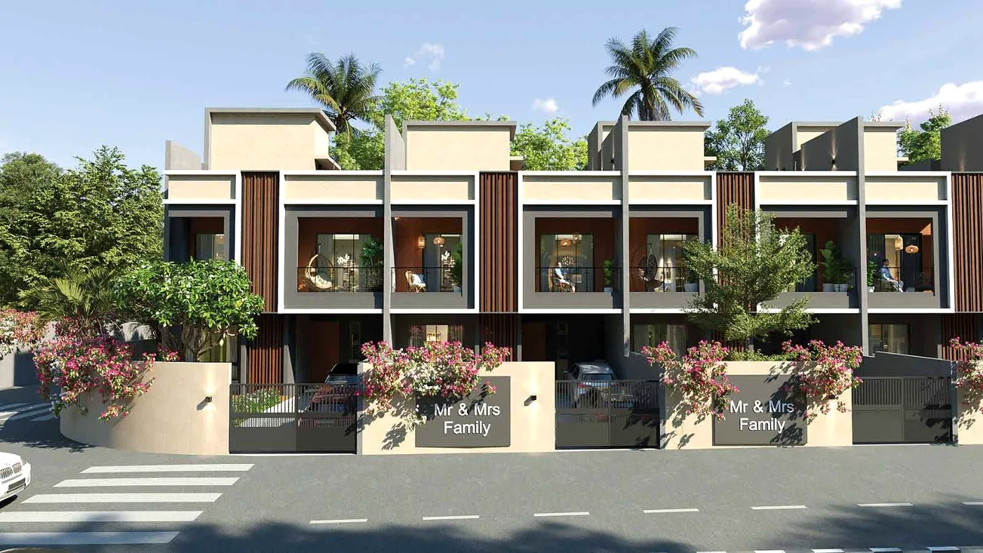 AshokVillas street view with landscaped front yards (artist's impression)